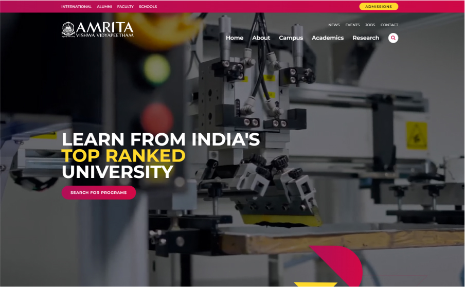 Amrita University - Desktop View